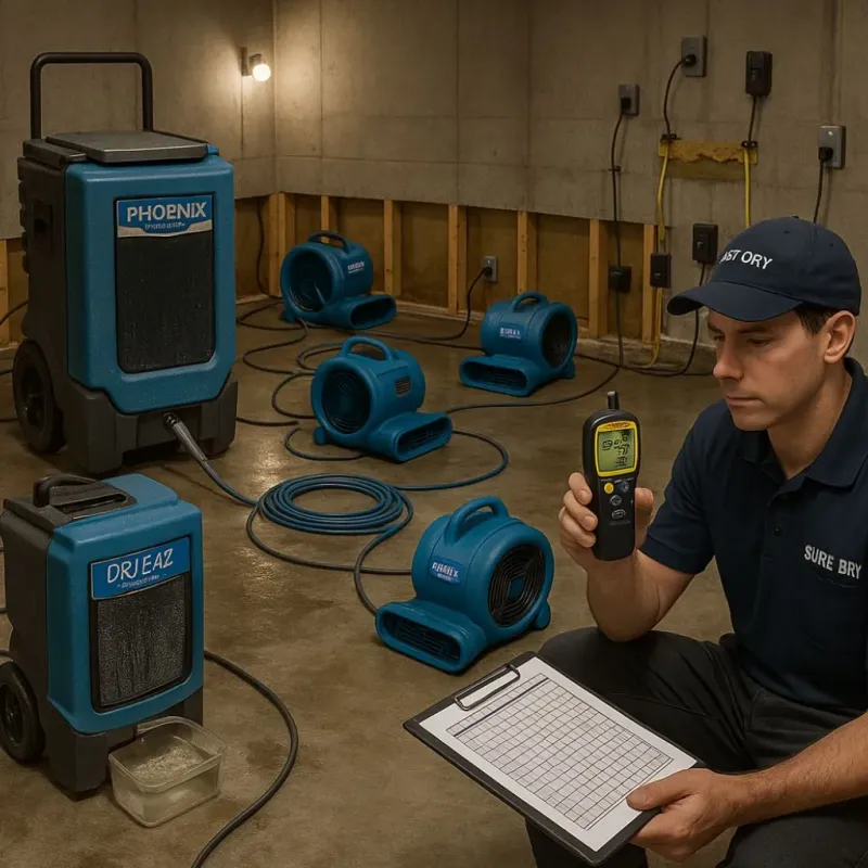 Structural Drying and Dehumidification process in Mount Airy, GA
